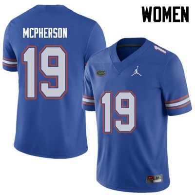 Women's Florida Gators #19 Evan McPherson NCAA Jordan Brand Royal Authentic Stitched College Football Jersey EOG6462UC